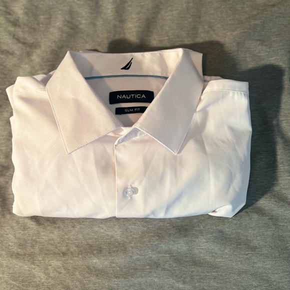Nautica Mens Slim Fit White Dress Shirt - Picture 3 of 3